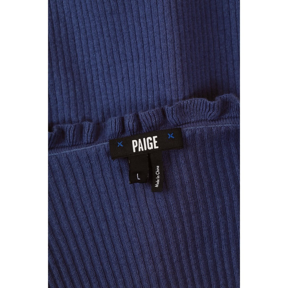 Sz L PAIGE Tasha Short Sleeve Cotton & Silk Blend Cardigan In Blue Yonder EUC - Picture 4 of 6